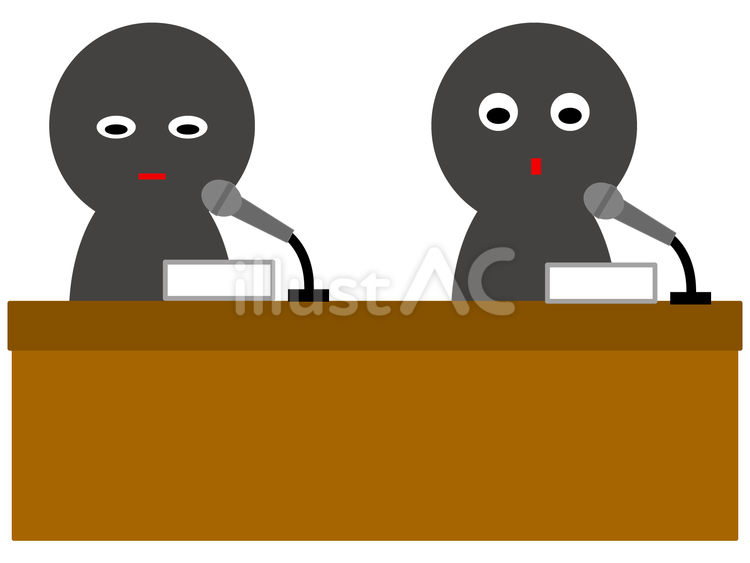 真面目で暗めな記者会見 記者会見,謝罪,説明のイラスト素材