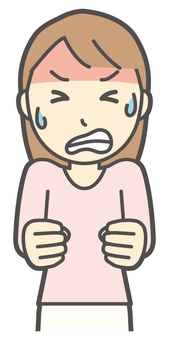  ロングヘア女性-484-バスト 悔しい,女性,女の子,人物,かわいい,我慢,ストレス,力む,怒る,失敗のイラスト素材