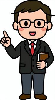 黒の男性の先生です。 授業,先生,シンプル,教師,学び,勉強,指導,学習,説明,学ぶのイラスト素材