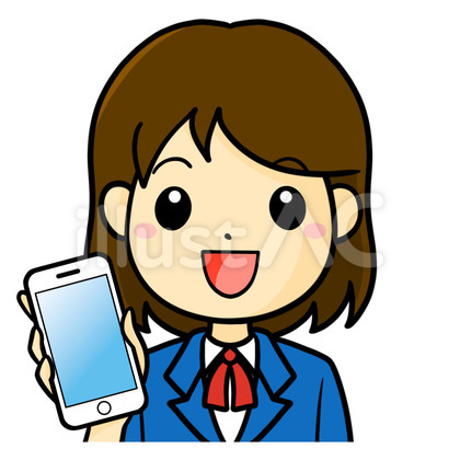 女子学生 スマホ 笑顔