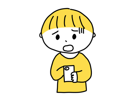 スマホを見て青ざめる男の子 スマホ,スマートフォン,携帯電話,男の子,男子,キッズ,子供,人物,幼児,ベクターのイラスト素材