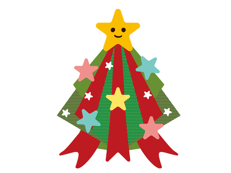鮮やかなクリスマスツリー 鮮やかなクリスマスツリー クリスマスツリー,ホワイト,木の実,赤,ラッピング,手描き,家,月,優しい,12月のイラスト素材