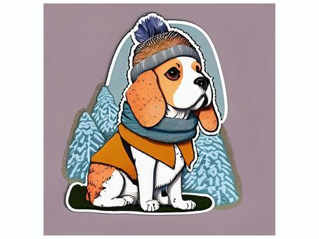 Beagle and woolen hat 6, , JPG and PNG