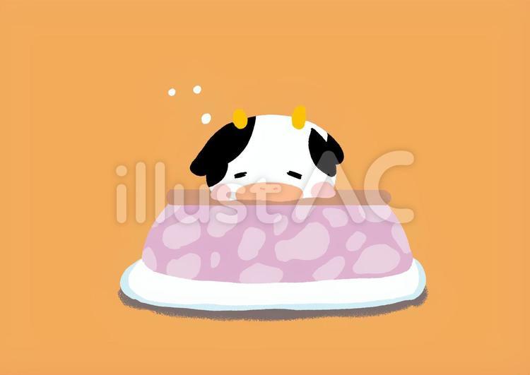 牛のイラスト（主線なし）_03 牛,手描き,ポップのイラスト素材