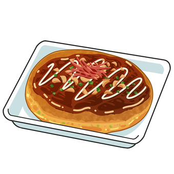 お好み焼き お好み焼き,粉もの,日本料理,ソース,食べ物,グルメ,キャベツ,マヨネーズのイラスト素材