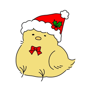 サンタ帽子を被ったヒヨコ ヒヨコ,動物,手書き,かわいい,ゆるい,帽子,クリスマス,冬,鳥のイラスト素材