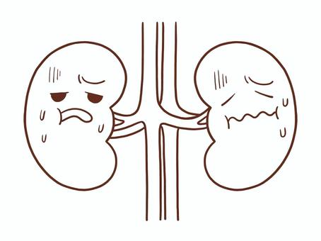 不健康な腎臓(色なし) 腎臓,臓器,内臓,デフォルメ,シンプル,手描き,フリーハンド,白背景,背景透過,ワンポイントのイラスト素材