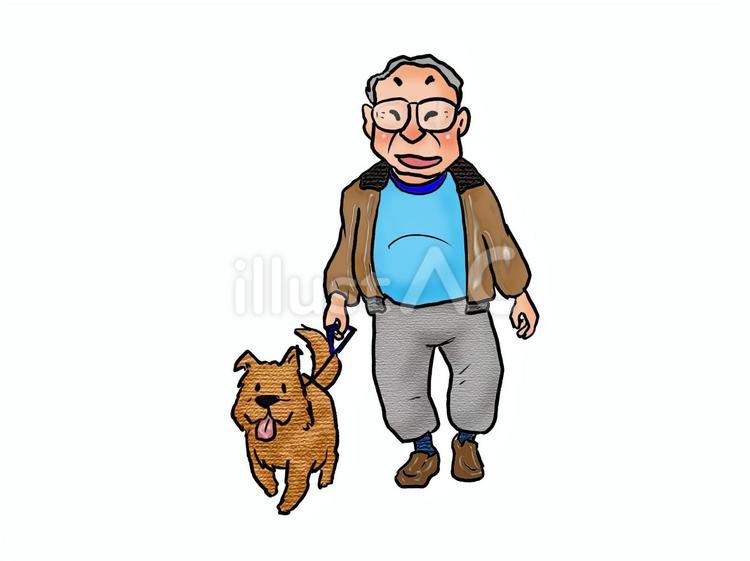 犬の散歩 笑顔,人物,かわいいのイラスト素材