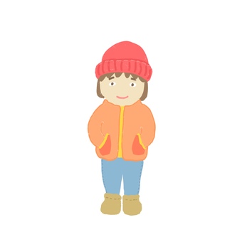 冬服の女の子 女の子,子ども,冬,冬服,ファッション,子ども服,防寒,ニット帽,コート,寒いのイラスト素材