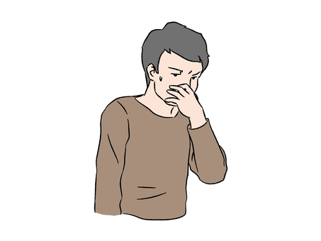 吐き気を抑える男性 吐き気を抑える男性 男性,長袖tシャツ,若者,吐き気,臭い,体調不良,気持ちが悪いのイラスト素材