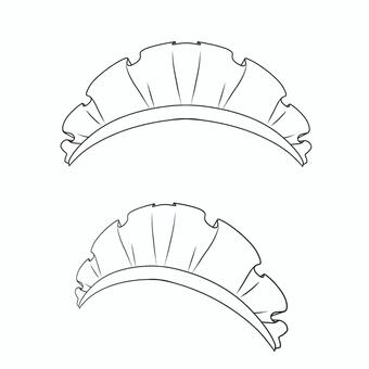 メイドカチューシャ・ヘッドドレス①線画 メイド,カチューシャ,フリル,アクセサリー,萌え,萌え系,アキバ系,シンプル,コスプレ,白のイラスト素材