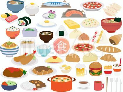 シンプルで可愛い食べ物のセット