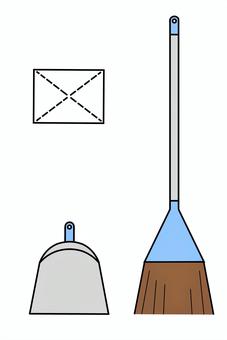 掃除道具3点(水色) 掃除道具3点(水色) ほうき,ちりとり,雑巾,掃除道具,掃除グッズ,掃除用品,大掃除,年末,12月,掃除のイラスト素材