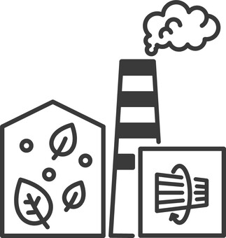 バイオマス発電 アイコン バイオマス発電,再生可能エネルギー,sdgs,クリーンエネルギー,アイコン,線画,発電,環境,エコ,ピクトグラムのイラスト素材