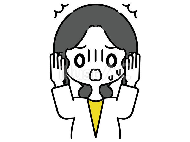 頭を抱えショックを受ける女性 驚く,びっくり,女性のイラスト素材
