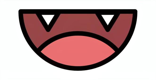 ポップなキャラクターの口　キバ 口,牙,ベロ,舌,リアクション,笑う,笑顔,わr,表情,キャラクターのイラスト素材