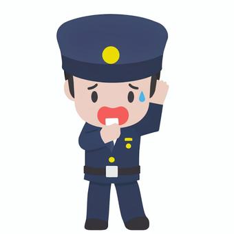 スマホを見て焦る警察官 警察官,スマホ,焦る,驚く,表情,トラブル,公務員,制服,緊張感,不安のイラスト素材