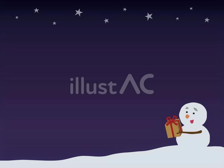 プレゼントを持つ雪だるま　背景 雪だるま,イラスト,背景のイラスト素材