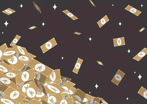 お金の札束とリッチな背景素材 お金,お札,経済,ポップ,星,背景のイラスト素材