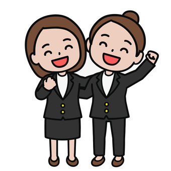 仲の良い二人 仲良し,共有,意気投合,共感,仲間,協力,歓迎,女性,スーツ,ビジネスのイラスト素材