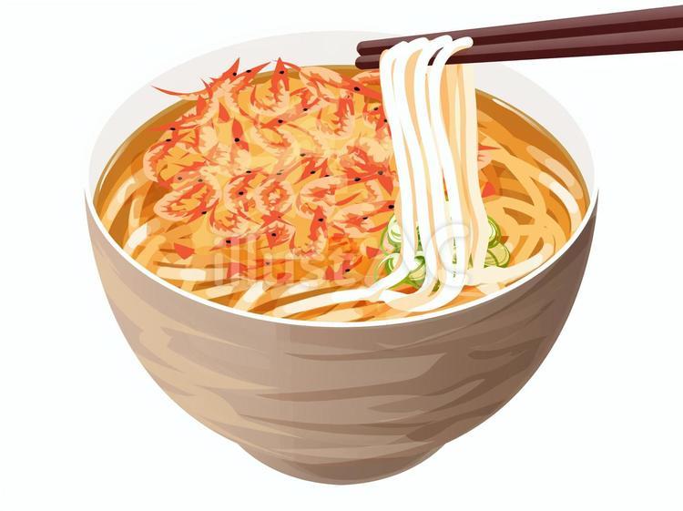 桜エビのかき揚げうどん（箸上げ） うどん,桜エビ,かき揚げのイラスト素材