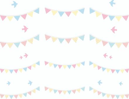 Pastel garland material set, garland, flag, set, JPG, PNG and AI