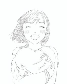 Gratitude, line drawing, coloring book, girl, JPG