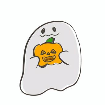 ハロウィン かぼちゃを持つおばけ