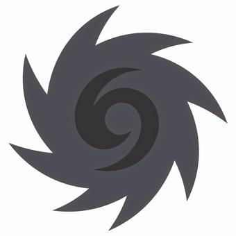 台風マーク　グレー 天気,アイコン,シンプル,白背景,透過,台風,渦巻,ギザギザのイラスト素材