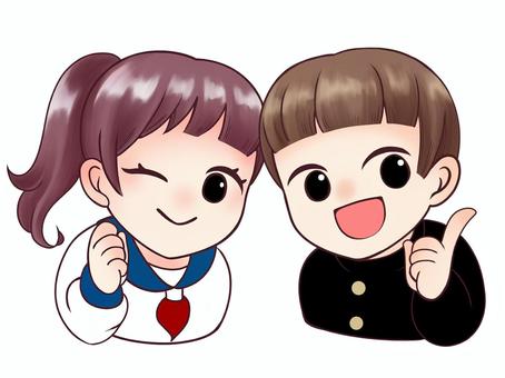 穿校服的女孩和男孩, 穿校服的女孩和男孩, 男孩, 女孩, 學生服,