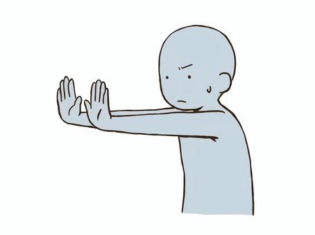 両手で拒否をするドローイング デッサン,人形,ラフ,ポーズ,拒否,両手,ドローイング,断る,拒絶,距離のイラスト素材