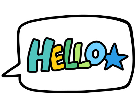 Illustration, hello, text, a balloon, 