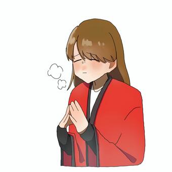 寒い女の子 女の子,可愛い,手書き,冬,寒い子のイラスト素材