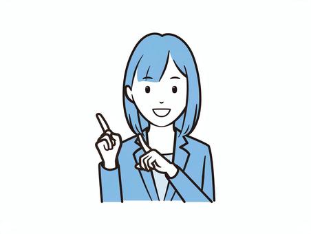 笑顔で両手指差しする女性ビジネスイラスト 女性,ビジネス,ol,笑顔,指差し,両手,説明,案内,ビジネスウーマン,ビジネスマンのイラスト素材