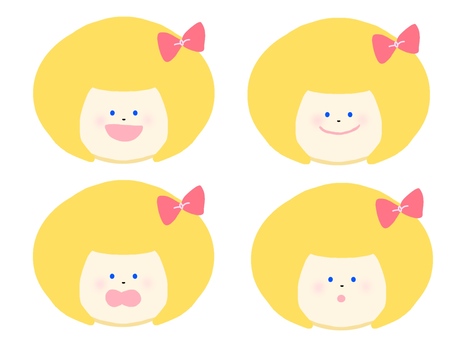 Icons, blond hair girls, with ribbon, icon, set, girl, JPG and PNG