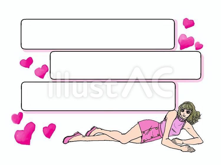 ハートとフレームと女の子 女の子,フレーム,ハートのイラスト素材