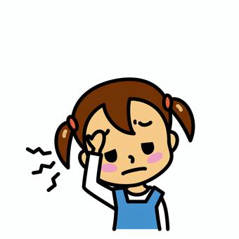 女の子　頭痛 頭痛,子供,病気,症状,女の子,不調,偏頭痛,風邪,インフルエンザ,幼児のイラスト素材