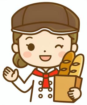 パン屋の女性 パン屋,パン屋さん,パン,ベーカリー,店員,従業員,スタッフ,仕事,職業,女性のイラスト素材