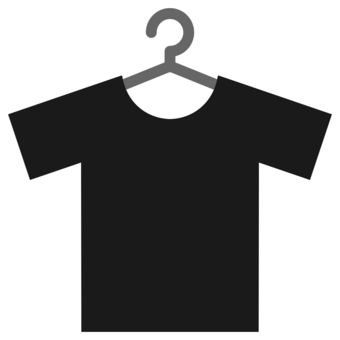 ハンガーにかかっているTシャツ 黒 tシャツ,衣類,ハンガー,ティーシャツ,半袖,カットソー,衣紋掛け,干す,衣服,掛けるのイラスト素材