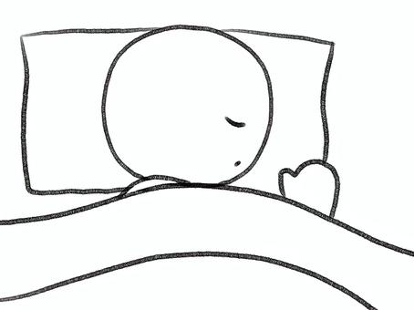 横向きに眠る棒人間 棒人間,人物,睡眠,横向き,側臥位,安眠,手描き,落書き,表情,黒のイラスト素材