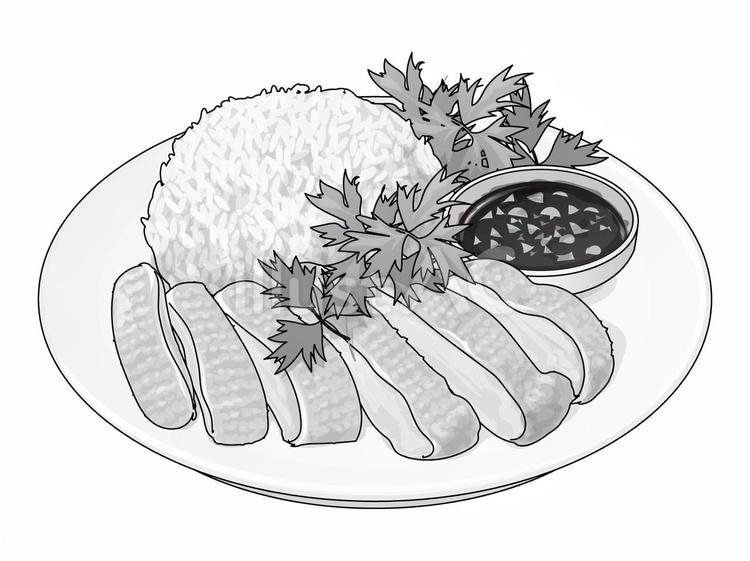 カオマンガイ（白黒） カオマンガイ,白黒,漫画のイラスト素材