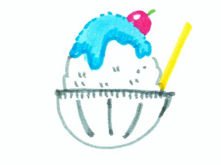 【マーカー】かき氷2 かき氷,氷,ブルーハワイ,食べ物,氷菓,アイス,スイーツ,おやつ,甘い,冷たいのイラスト素材