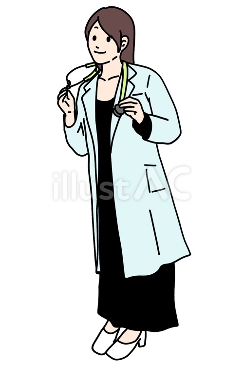 聴診器を持った女医 医者,白衣,聴診器のイラスト素材