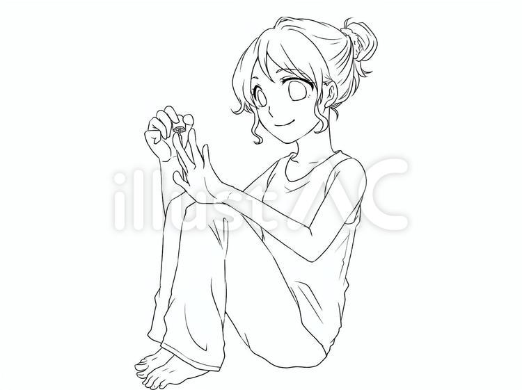 マニキュアを塗る女性 女性,マニキュア,ネイルのイラスト素材