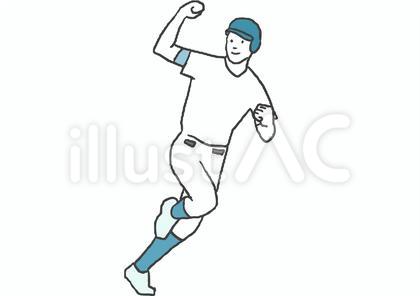 ガッツポーズをして走る選手