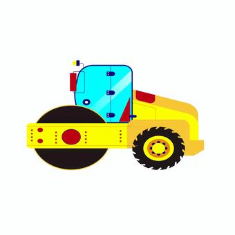 乗り物 073 ロードローラー,工事車両,建設機械,車,乗り物,イラスト,土木,工事現場,黄色,シンプルのイラスト素材