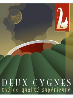 Illustration, black tea, french, tea plantation, JPG