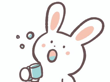 風邪予防にうがいをする動物のうさぎ 風邪予防にうがいをする動物のうさぎ 予防,うがい,風邪,コロナ,インフルエンザ,病院,病気,内科,小児科,薬局のイラスト素材