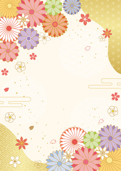 和柄背景4217 和柄,年賀状,新春,花,花柄,背景,壁紙,金,金箔,装飾のイラスト素材