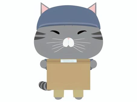 配達員_猫 配達員,猫,さばとら,動物,かわいい,宅配,配達,荷物のイラスト素材